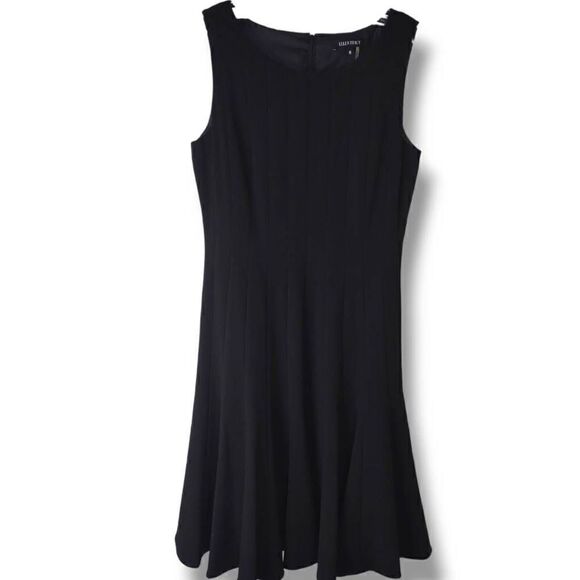 Ellen Tracy Black Dress‎ Cocktail Evening Sleeveless For and Flare Stretch Satin - Picture 1 of 10